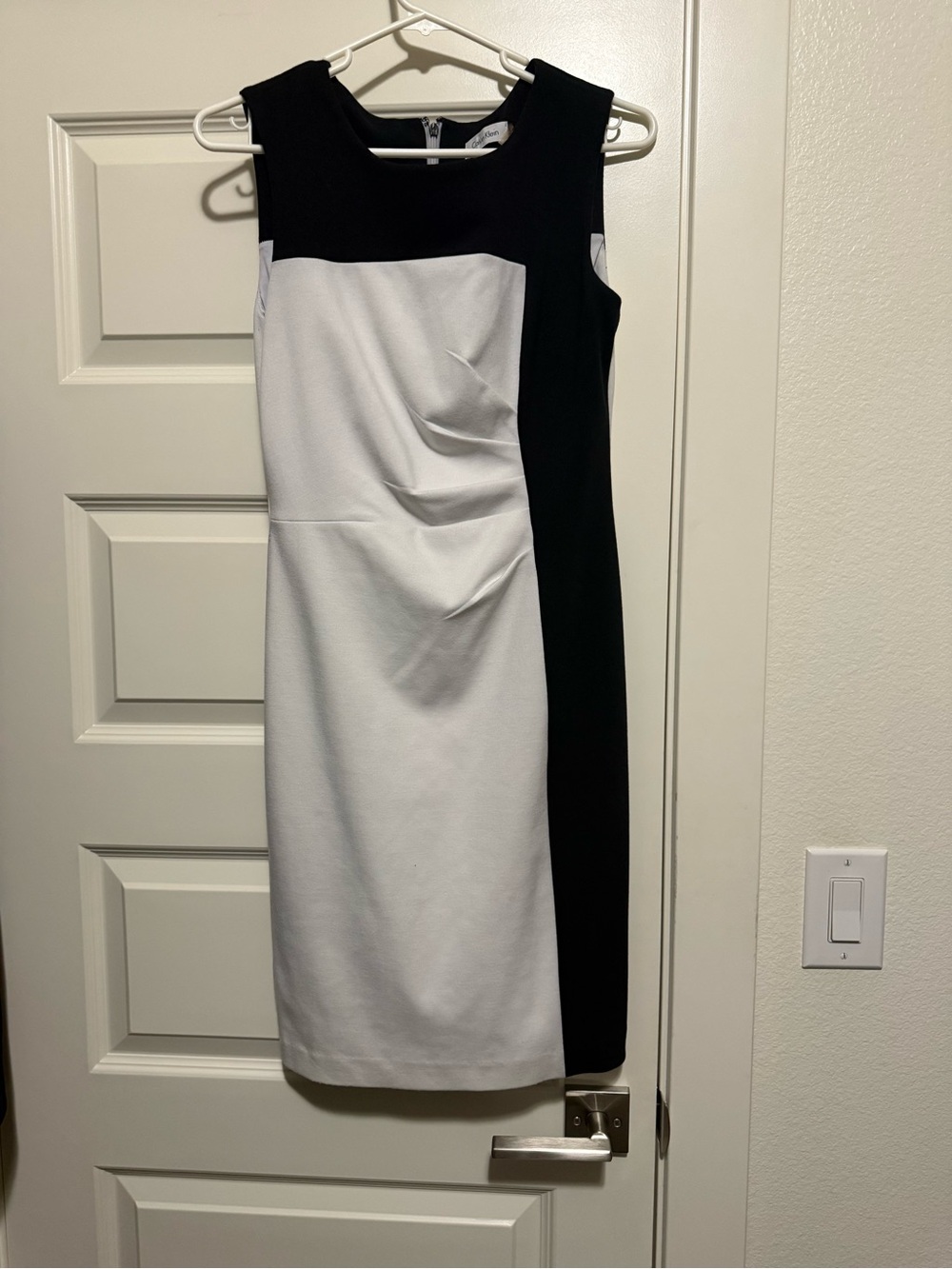 Calvin Klein Black and White Colorblock Sheath Dress
